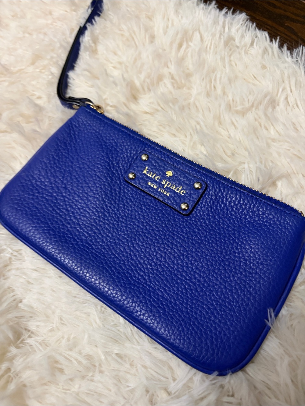 kate spade Cobalt Blue Pebbled Leather Wristlet